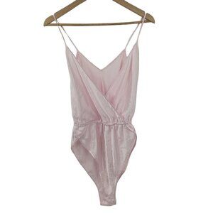 Vintage Victorias Secret Spaghetti Strap Wrap Pink Bodysuit Pajamas Size M Snap